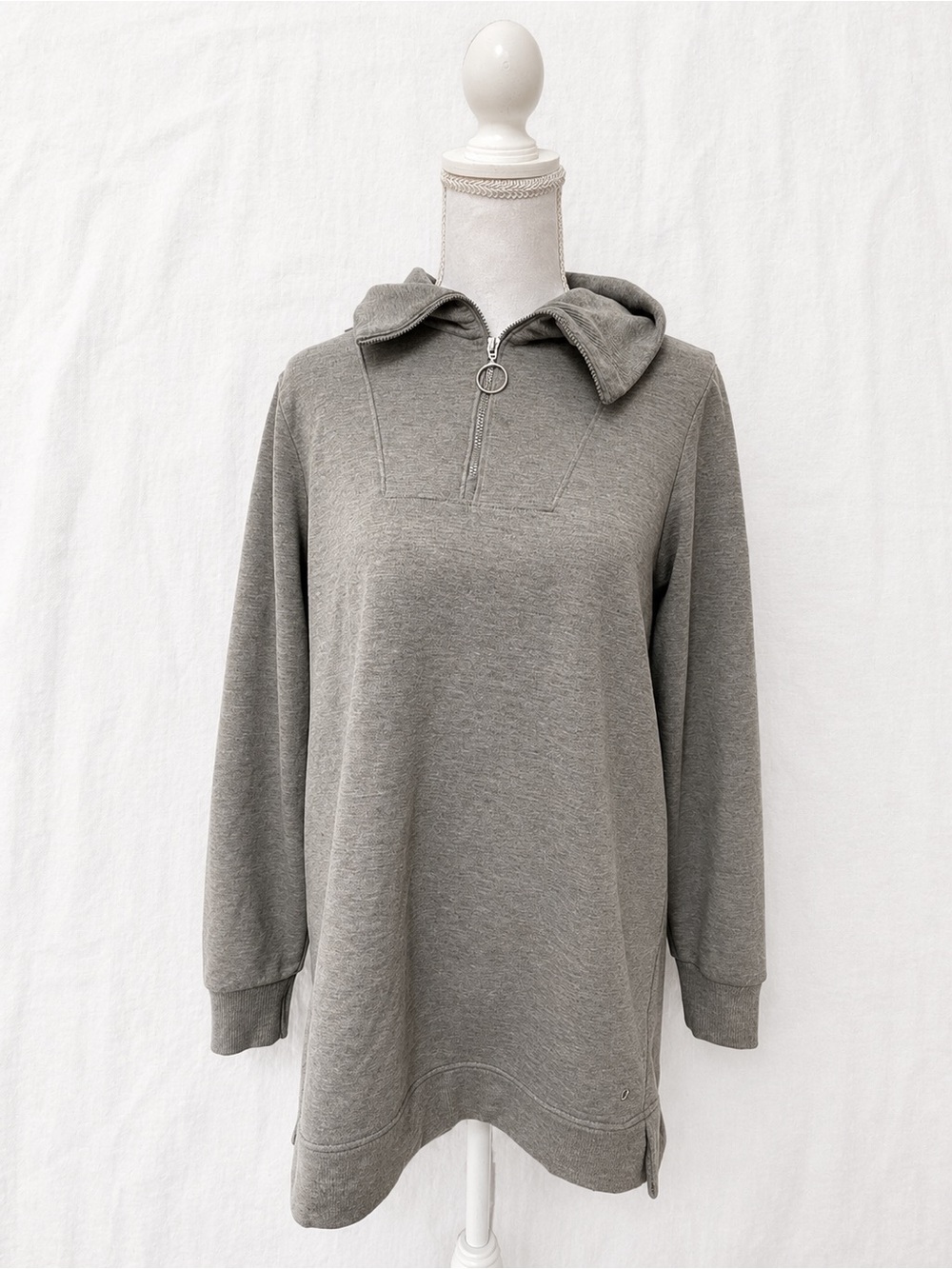 HYBA Gray Zip-Up Hooded Sweater